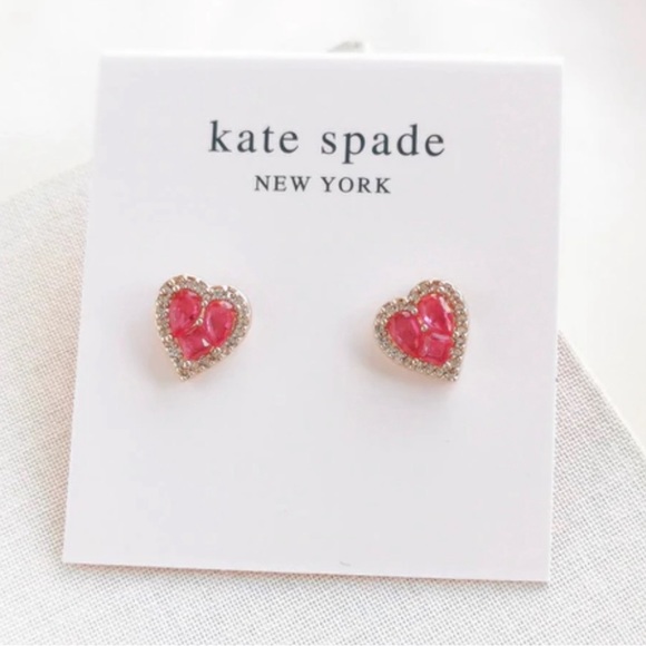 Kate Spade “Spell it Out” necklace and earrings boxed set, red hearts - Picture 10 of 15